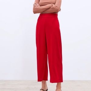 Zara Red Culottes Wide Leg Pants size Large